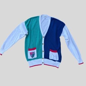 Colorful Vintage Cardigan Sweater Golf Tennis Preppy